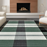 Ultra Soft Area Rug, Non Slip, Stain Resistant, Washable Area Rugs for Living Room, Bedroom, Chic Rustic Plaid Aesthetic(Gray)