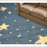 Ultra Soft Area Rug, Non Slip, Stain Resistant, Washable Area Rugs for Living Room, Bedroom, Charming Soft Grey Cosmic Motif(Blue)