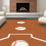 Ultra Soft Area Rug, Non Slip, Stain Resistant, Washable Area Rugs for Living Room, Bedroom, Unique Rustic Baseball Fusion(Brown)