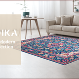 Ultra Soft Area Rug, Non Slip, Stain Resistant, Washable Area Rugs for Living Room, Bedroom, Vibrant Patterned Boho Charm(Blue)