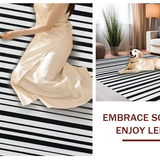 Ultra Soft Area Rug, Non Slip, Stain Resistant, Washable Area Rugs for Living Room, Bedroom, Classic Monochrome Striped Rug With Contemporary Linear Design For Home(Black)