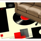 Ultra Soft Area Rug, Non Slip, Stain Resistant, Washable Area Rugs for Living Room, Bedroom, Vinyl Record Round(Black)