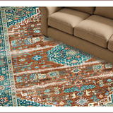 Ultra Soft Area Rug, Non Slip, Stain Resistant, Washable Area Rugs for Living Room, Bedroom, Vibrant Tribal Inspired Design(Brown)
