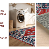Ultra Soft Area Rug, Non Slip, Stain Resistant, Washable Area Rugs for Living Room, Bedroom, Rustic Crimson Medallion Elegance(Red)