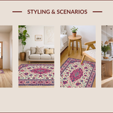 Ultra Soft Area Rug, Non Slip, Stain Resistant, Washable Area Rugs for Living Room, Bedroom, Elegant Contemporary Floral Motif(White)