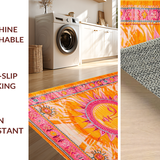 Ultra Soft Area Rug, Non Slip, Stain Resistant, Washable Area Rugs for Living Room, Bedroom, Sunny Whimsical Boho Splash(Orange)