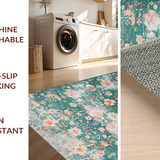 Ultra Soft Area Rug, Non Slip, Stain Resistant, Washable Area Rugs for Living Room, Bedroom, Rustic Vintage Charm Composition(Green)
