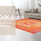 Ultra Soft Area Rug, Non Slip, Stain Resistant, Washable Area Rugs for Living Room, Bedroom, Charming Soft Pastel Circular Art(Orange)