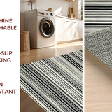 Ultra Soft Area Rug, Non Slip, Stain Resistant, Washable Area Rugs for Living Room, Bedroom, Midnight Echo: Black & White Abstract Striped Rug Design(Black)