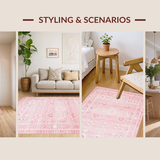Ultra Soft Area Rug, Non Slip, Stain Resistant, Washable Area Rugs for Living Room, Bedroom, Elegant Pastel Playful Vibe(Pink)