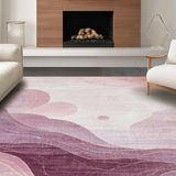 Ultra Soft Area Rug, Non Slip, Stain Resistant, Washable Area Rugs for Living Room, Bedroom, Dusty Rose Kawaii Plush Rug with Soft Mauve Swirls and Cozy Pink Tones(Purple)