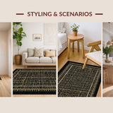 Ultra Soft Area Rug, Non Slip, Stain Resistant, Washable Area Rugs for Living Room, Bedroom, Sleek Black and White Pattern(Black)