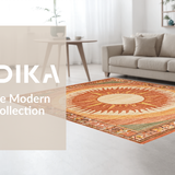 Ultra Soft Area Rug, Non Slip, Stain Resistant, Washable Area Rugs for Living Room, Bedroom, Abstract Sun and Moon Motif(Orange)