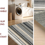 Ultra Soft Area Rug, Non Slip, Stain Resistant, Washable Area Rugs for Living Room, Bedroom, Black White Striped Floor Carpet, Bold Style(Black)