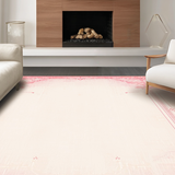 Ultra Soft Area Rug, Non Slip, Stain Resistant, Washable Area Rugs for Living Room, Bedroom, Coquette Scalloped Bow Rug with Curved Edges and Knot Motif(Pink)