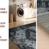 Ultra Soft Area Rug, Non Slip, Stain Resistant, Washable Area Rugs for Living Room, Bedroom, Elegant Monochrome Retro Pattern(Gray)