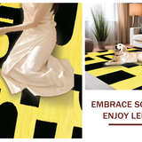 Ultra Soft Area Rug, Non Slip, Stain Resistant, Washable Area Rugs for Living Room, Bedroom, Trendy Urban Textual Decor(Yellow)