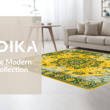Ultra Soft Area Rug, Non Slip, Stain Resistant, Washable Area Rugs for Living Room, Bedroom, Vivid Tropical Botanical Motif(Yellow)