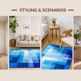 Ultra Soft Area Rug, Non Slip, Stain Resistant, Washable Area Rugs for Living Room, Bedroom, Artistic Abstract Color Fusion(Blue)