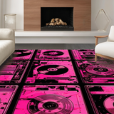 Ultra Soft Area Rug, Non Slip, Stain Resistant, Washable Area Rugs for Living Room, Bedroom, Playful 80s Audio Design(Pink)