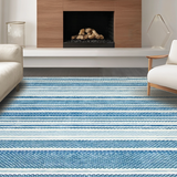 Ultra Soft Area Rug, Non Slip, Stain Resistant, Washable Area Rugs for Living Room, Bedroom, Vibrant Freshwater Stripe Appeal(Blue)