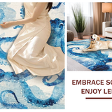 Ultra Soft Area Rug, Non Slip, Stain Resistant, Washable Area Rugs for Living Room, Bedroom, Whimsical Tentacle Rug: Azure Blue Octopus Design, Washable Floor Covering(Blue)