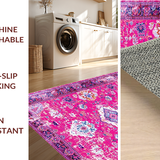Ultra Soft Area Rug, Non Slip, Stain Resistant, Washable Area Rugs for Living Room, Bedroom, Rustic Soft Textured Blossom Print(Pink)