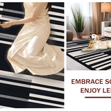 Ultra Soft Area Rug, Non Slip, Stain Resistant, Washable Area Rugs for Living Room, Bedroom, Coastal Black And White Rug: Front Door Striped Welcome Mat(Black)