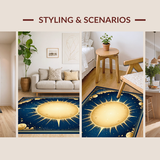 Ultra Soft Area Rug, Non Slip, Stain Resistant, Washable Area Rugs for Living Room, Bedroom, Dreamy Pastel Cosmic Imagery(Gold)