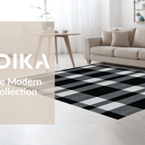 Ultra Soft Area Rug, Non Slip, Stain Resistant, Washable Area Rugs for Living Room, Bedroom, Timeless Black and White Checkerboard(Black)