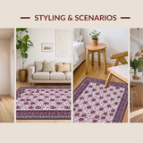 Ultra Soft Area Rug, Non Slip, Stain Resistant, Washable Area Rugs for Living Room, Bedroom, Contemporary Ogee Pattern Fusion(Purple)