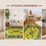 Ultra Soft Area Rug, Non Slip, Stain Resistant, Washable Area Rugs for Living Room, Bedroom, Contemporary Colorful Medallion Theme(Yellow)