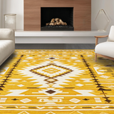 Ultra Soft Area Rug, Non Slip, Stain Resistant, Washable Area Rugs for Living Room, Bedroom, Elegant Low-Pile Geometric Design(Yellow)