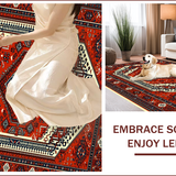 Ultra Soft Area Rug, Non Slip, Stain Resistant, Washable Area Rugs for Living Room, Bedroom, Distressed Oriental Bedroom Farmhouse Area Rug(Red)