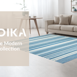 Ultra Soft Area Rug, Non Slip, Stain Resistant, Washable Area Rugs for Living Room, Bedroom, Chic Warm Earthy Stripes(Blue)