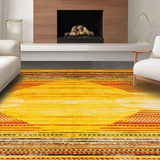 Ultra Soft Area Rug, Non Slip, Stain Resistant, Washable Area Rugs for Living Room, Bedroom, Contemporary Round Floral Motif(Yellow)