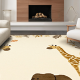 Ultra Soft Area Rug, Non Slip, Stain Resistant, Washable Area Rugs for Living Room, Bedroom, Serene Neutral Tones with Animal Art(Beige)