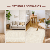 Ultra Soft Area Rug, Non Slip, Stain Resistant, Washable Area Rugs for Living Room, Bedroom, Sleek Beige Geometric Artful Composition(Beige)
