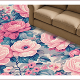 Ultra Soft Area Rug, Non Slip, Stain Resistant, Washable Area Rugs for Living Room, Bedroom, Retro Floral Bedroom Foldable Washable Carpet(Pink)