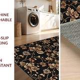 Ultra Soft Area Rug, Non Slip, Stain Resistant, Washable Area Rugs for Living Room, Bedroom, Vibrant Coastal Botanical Design(Black)