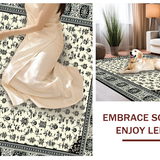 Ultra Soft Area Rug, Non Slip, Stain Resistant, Washable Area Rugs for Living Room, Bedroom, Charming Rustic Symmetrical Artistry(Ivory)