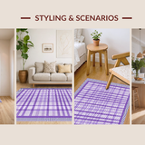 Ultra Soft Area Rug, Non Slip, Stain Resistant, Washable Area Rugs for Living Room, Bedroom, Pastel Checkerboard Aesthetic(Purple)