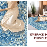 Ultra Soft Area Rug, Non Slip, Stain Resistant, Washable Area Rugs for Living Room, Bedroom, Striking Tropical Print with Medallions(Blue)