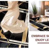 Ultra Soft Area Rug, Non Slip, Stain Resistant, Washable Area Rugs for Living Room, Bedroom, Chic Marbleized Luxe Aesthetic(Black)