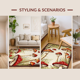Ultra Soft Area Rug, Non Slip, Stain Resistant, Washable Area Rugs for Living Room, Bedroom, Eclectic Earthy Toned Fungi Design(Brown)