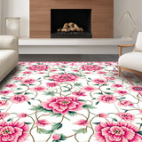 Ultra Soft Area Rug, Non Slip, Stain Resistant, Washable Area Rugs for Living Room, Bedroom, Delicate Green Leaf Arrangement(White)