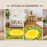 Ultra Soft Area Rug, Non Slip, Stain Resistant, Washable Area Rugs for Living Room, Bedroom, Bold Eclectic Circular Elements(Yellow)