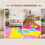 Ultra Soft Area Rug, Non Slip, Stain Resistant, Washable Area Rugs for Living Room, Bedroom, Dynamic Cheerful Outdoor Vibe(Pink)