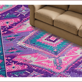 Ultra Soft Area Rug, Non Slip, Stain Resistant, Washable Area Rugs for Living Room, Bedroom, Eclectic Aztec Colorful Motif(Purple)