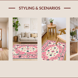 Ultra Soft Area Rug, Non Slip, Stain Resistant, Washable Area Rugs for Living Room, Bedroom, Boho Distressed Pink Beige Living Room Rug(Pink)